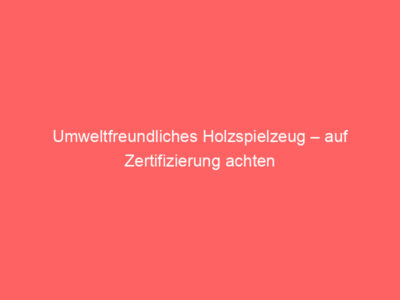 Umweltfreundliches Holzspielzeug – auf Zertifizierung achten